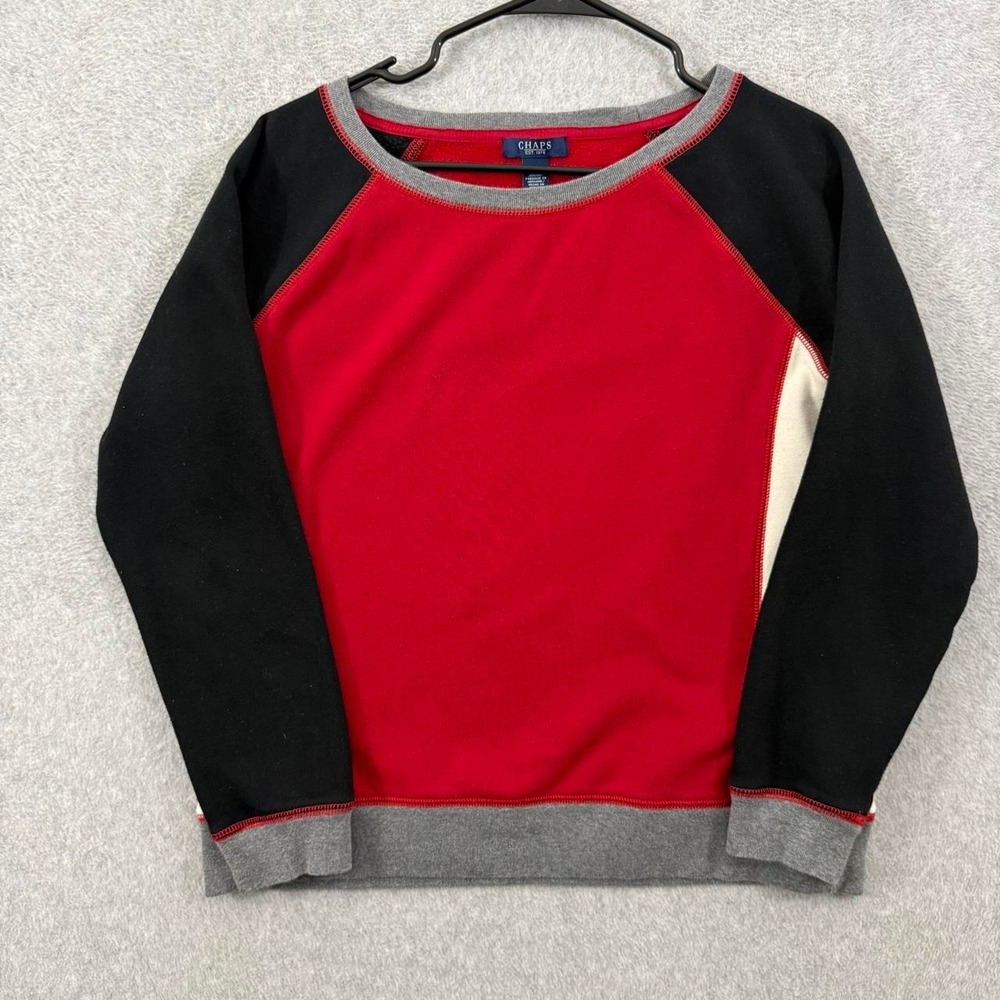 chaps crewneck sweatshirt mens large red black white colorblock crewneck 502